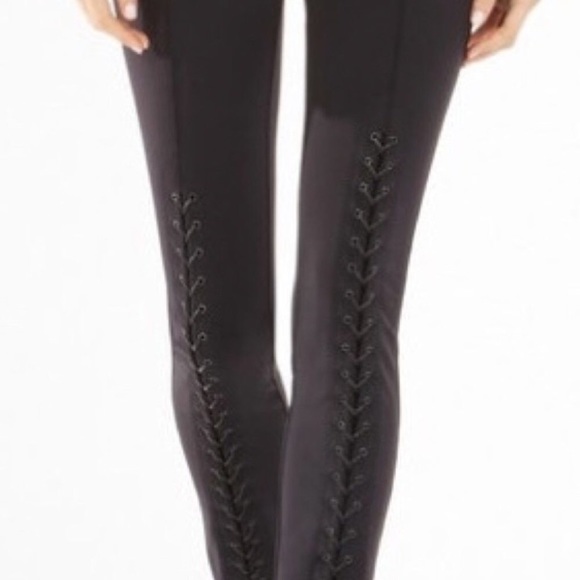 BCBGMAXAZRIA Lace tie up black leggings